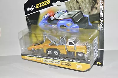 Diecast 1:64 Scale Maisto 1953 Mack B Tow Wrecker Truck W/ 1965 Buick Riviera • $19