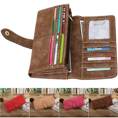 Women Lady Soft Leather Wallet Long Clutch Card Holder Purse Handbag Xmas Gift • $11.46