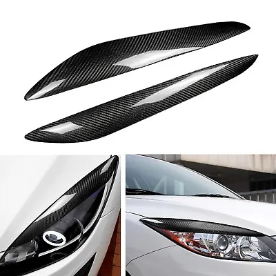 For 2010 2011-2013 Mazda 3  Carbon Fiber Headlights Eyelids Eyebrows Cover Pair • $37.36