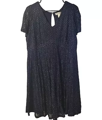Motherhood Maternity Dress Size Large Midi Length Navy Blue Gold Accents  • $9.99