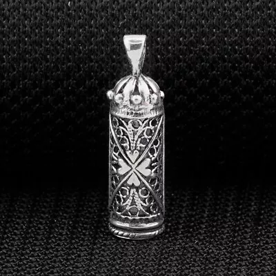 £21.76 • Buy Turkish 925K Silver Cylinder Taweez Talisman Stash Vial Prayer Tube Pendant #09