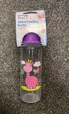£4.99 • Buy First Steps 250ml Baby  Bottle BPA Free Use From 0+Months Giraffe Design Pink