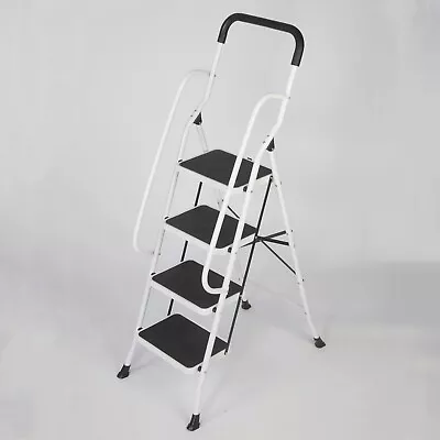 VILOBOS 4 Step Ladder Portable Folding Stool Anti-Slip Safety Pedal W/ Handrails • $94.99