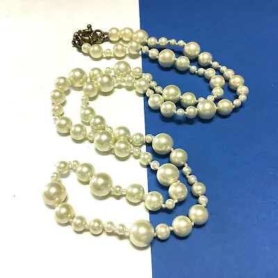 $29 • Buy J. CREW LONG Creamy White Pearl NECKLACE Hand Knotted Gold PL UU148E