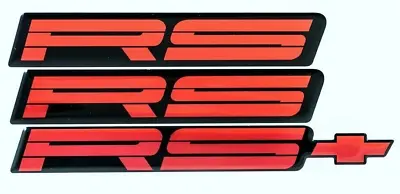 3x Car Rocker Panel Rear Bumper Emblem Badge Sticker Red For Chevy RS 82-92 • $105.99