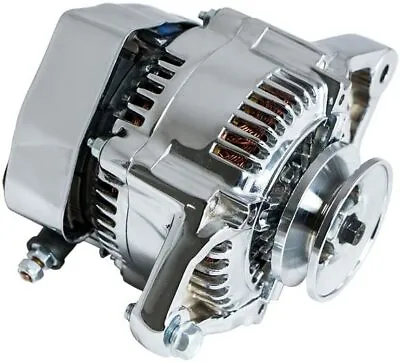 CHROME MINI ALTERNATOR DENSO STREET ROD RACE 1-WIRE 90 AMP One Wire Street Rod • $149.99