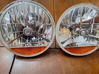 7 H4 Headlights Vintage VW Volkswagen Bug Super Beetle Tri Bar W Park Light Bulb • $169