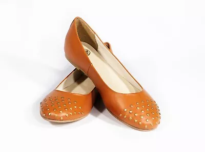 £29.99 • Buy Size 7 (fits Like 6.5-7) Genuine Leather Ballet Ballerina Flat Shoes Pumps - Tan