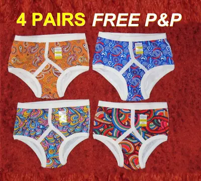 4 PAIRS Retro Pattern Y-Fronts 100% Cotton Large FREE P&P • £23.99