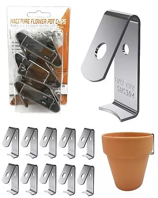 12 Pack Stainless Steel Plant Hangers Flower Pot Clips Outdoor Wall Hook Metal P • $17