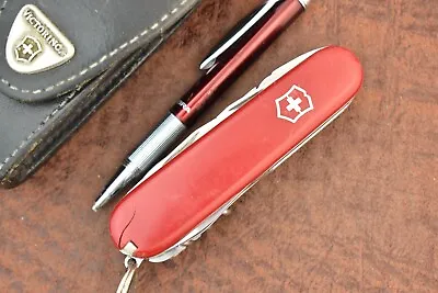 Victorinox Switzerland Swiss Made Army Red Officer Suisse Knife W/sheath (14693) • $44