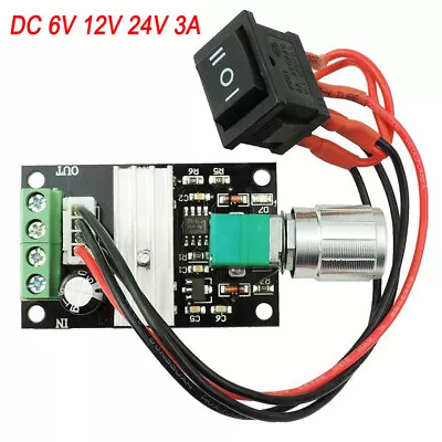 DC Motor Speed Switch Controller 10V 12V 24V Control Reversible PWM Regulator 3A • $13.49