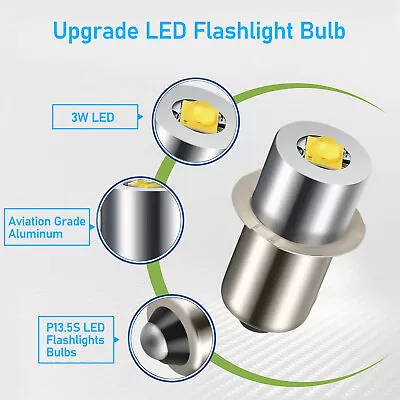 2/4x P13.5S LED Flashlight Bulb Upgrade DC 6-24V White Light Super Bright 6500K • $9.49