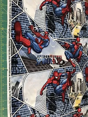 2009 Spiderman City Block Web Marvel 100% Cotton  Fabric Sold By The Yard #812 • $8.79