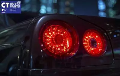 Smoke Red LED Tail Lights For Nissan Skyline R34 GTR GTT RB25 RB26 Taillights • $256.24