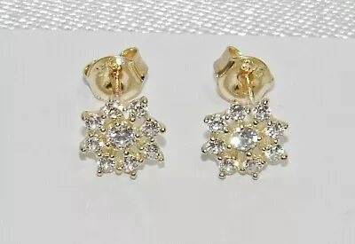 £49.95 • Buy New 9carat Gold Diamond Cluster Stud Earrings - 9K Gold Jewelry Cheapest On Ebay
