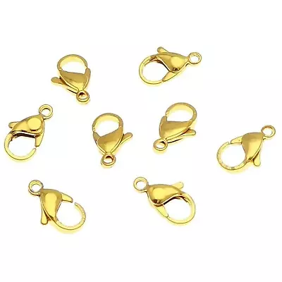 18k Gold Color Stainless Steel Lobster Clasp Hooks Claw Clasp Findings 9-13mm • $2.99