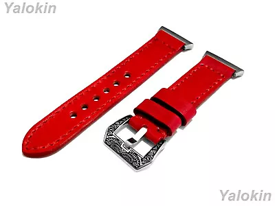 Red Brushed Leather Stitched Band Strap For Fitbit Ionic Smartwatches • $84.13