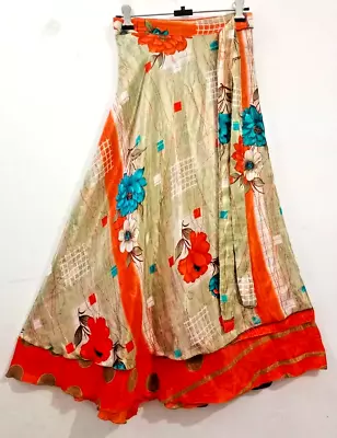 Bohemain Regular Ankle Magic Wrap Skirt Vintage Silk Sari Skirt Multicolor Maxi • $37.73