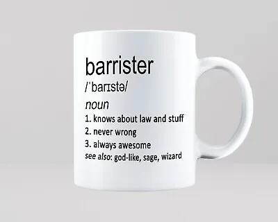 Barrister White 11oz Mug Lawyer Court Judge Solicitor Law Gift Coffee Tea Cup • £9.95
