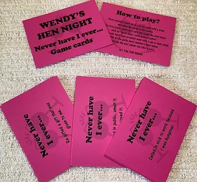 Personalised Hen Night Never Have I Ever Game Cards Party Games (ref - 104)  • £4