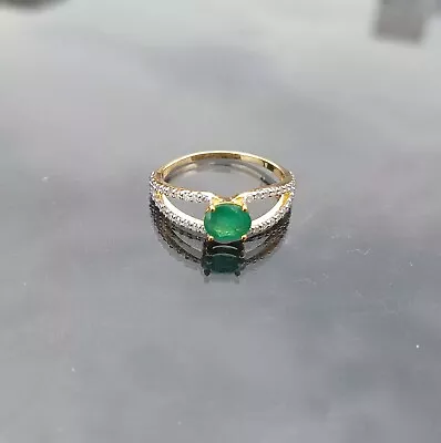 Moissanite Ring 925 Sterling Silver Ring Natural Zambian Emerald Gemstone Ring • $144