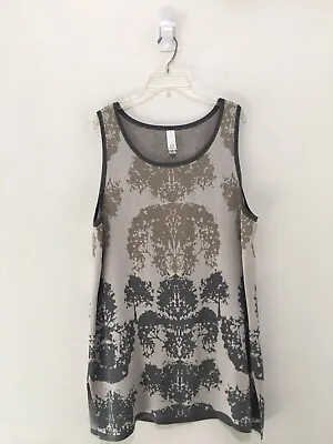 New Marla Wynne Printed Knit Sleeveless Tunic Tank Top Size XL Bone Gray Beige • $25