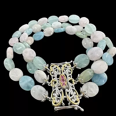 Michael Valitutti Gems En Vogue 925 Silver Aquamarine Morganite Bracelet 7.5  • $224.95