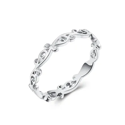 Flush Setting Natural Diamonds Solid 10k White Gold Vintage Wedding Band Ring • $236