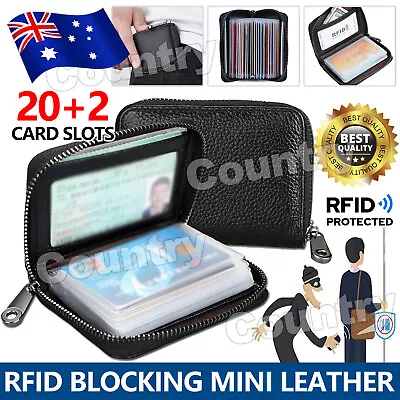 $6.95 • Buy Mini Leather 22 Card Wallet Business Case Purse Credit Card Holder RFID Blocking
