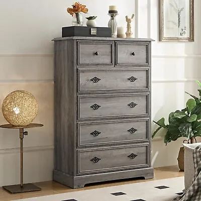 6/7 Drawer Dresser Tall Chest Of Drawer Retro Wood Storage Organizer For Bedroom • $215.99