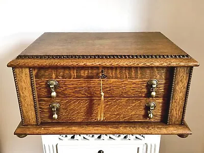 £120 • Buy A Truly Superb Antique Tiger Oak Locking Collectors Box Chest Cabinet