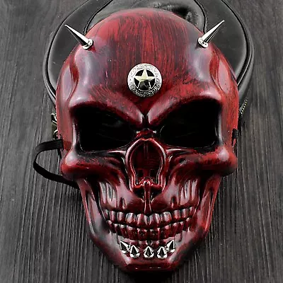 Red Skull Face Steampunk Mask Spikes Halloween Cosplay Costume Masquerade  • $19