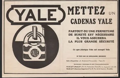 1922 Yale Lock Pad Secure Safety Metal Paris Key Tool Art Ad21406 • $21.95