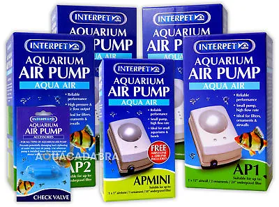 £5.40 • Buy Interpet Ap Mini 1 2 3 4 Air Pump Quiet Aquarium Fish Tank Tropical Cold Water
