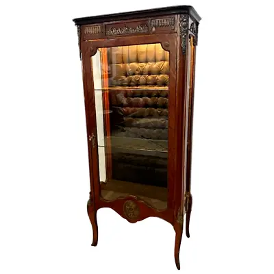 Antique French Curio China Cabinet Vitrine Lighted Locking Door Two Shelves • $2096.50