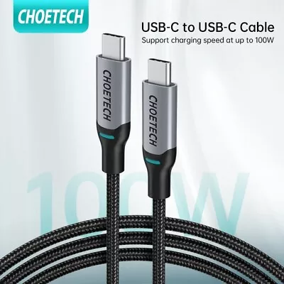 Choetech USB C To USB C 100W 5A Charging Cable PD Quick Charger For Mac 1.8m • $13.95