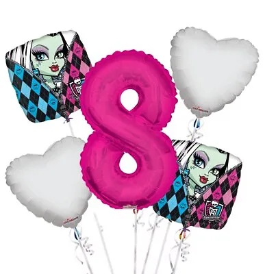 Monster High Balloon Bouquet 8th Birthday 5 Pcs - Party Supplies • $17.99