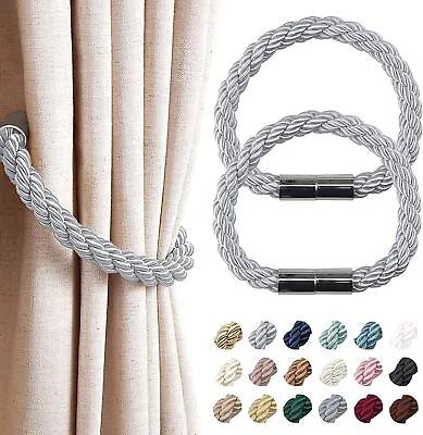 2PACK Magnetic Curtain Tiebacks Tie Backs Buckle Clips Weave Rope Holdbacks Home • £5.39