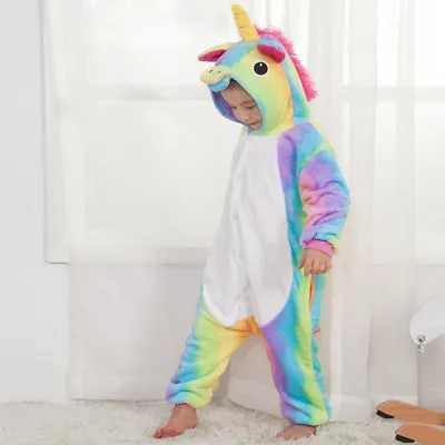MKids Unicorn Kigurumi Animal Cosplay Costume Onesie19 Pajamas Sleepwear G1 • £11.68