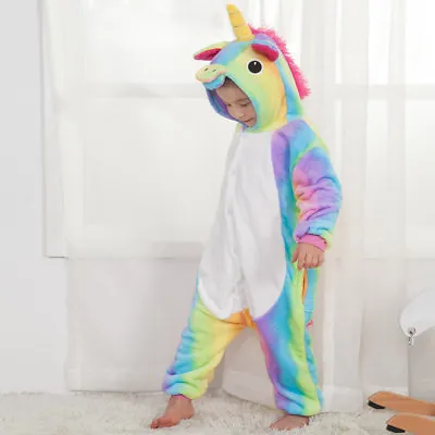 MKids Unicorn Kigurumi Animal Cosplay Costume Onesie19 Pajamas Sleepwear MI • £9.68