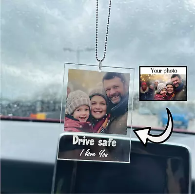 Personalised Photo Car Ornament Clear Acrylic OrnamentCar CharmPolaroid Style • £7