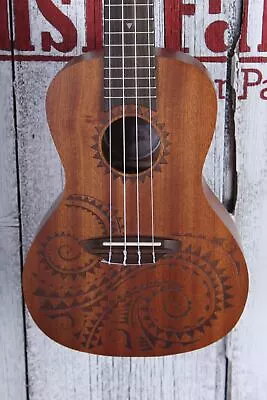 Luna Tattoo Concert Ukulele Laser Hawaiian Tattoo Design UKE TC MAH With Gig Bag • $99