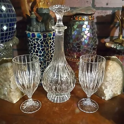 13  Mikasa Park Lane Crystal Decanter & 2 Ice Tea Goblets Glasses 7.25  Nice! • $85