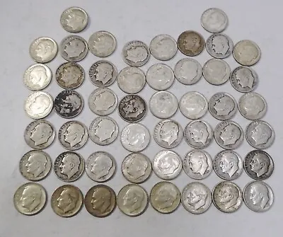 1951 US Dimes 90% Silver Roll Of 50 • $111.65