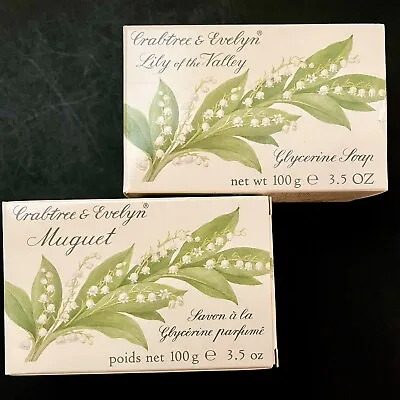 New Vintage 1990 Crabtree & Evelyn Lily Of The Valley Muguet Bars Soap Unused • £30.88
