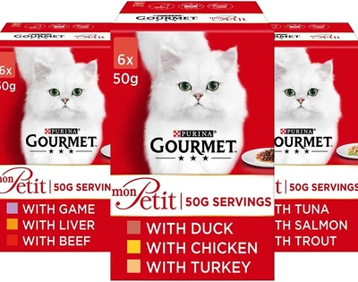 £15.60 • Buy Gourmet Cat Food Mon Petit Meat And Fish In Gravy Flavour Variety Wet Food 3 X 6