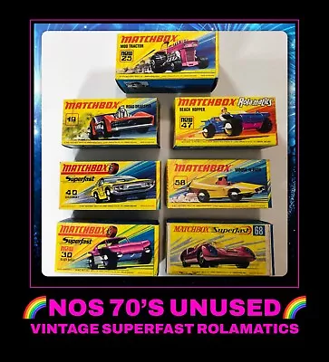 Vtg 70s Lot Matchbox Lesney Superfast Rolamatics Diecast Car Set MIB MOC UNUSED • $299.99