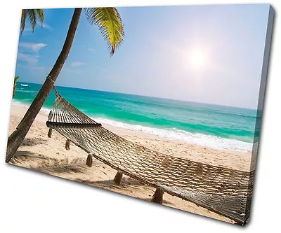 Sunset Seascape Beach SINGLE CANVAS WALL ART Picture Print VA • £19.99