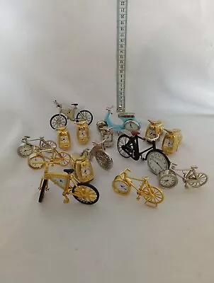 Joblot Of 14 Novelty Miniature Clocks Mopeds Bicycles. Vintage. Collectable A74 • £9.99